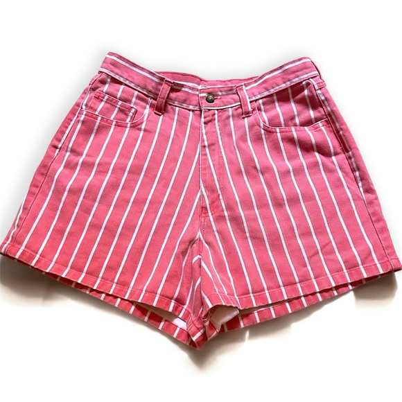 Skoozi Pants - VTG Skoozi Women’s Striped Pink Shorts High Rise Size 29”